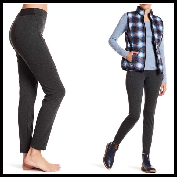 FITTED SKINNY PANTS GRAY BASIC STRAIGHT LEG CASUAL KNIT PANTS - Picture 8 of 8